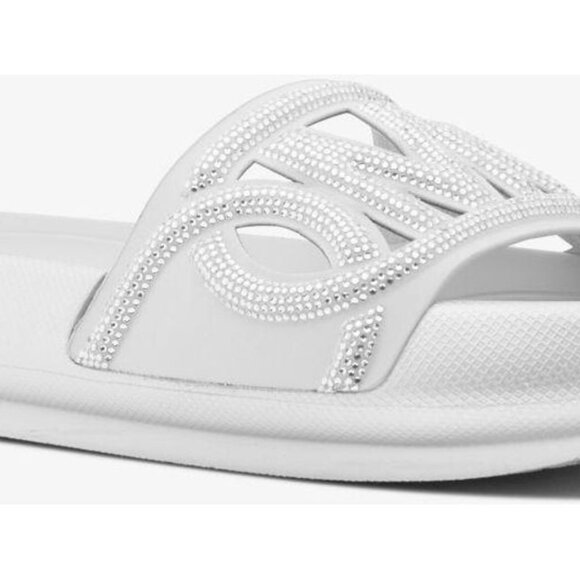 Michael Kors Silver Splash Crystal-Embellished Scuba Slide Sandal Women's Size 9 - Picture 2 of 5